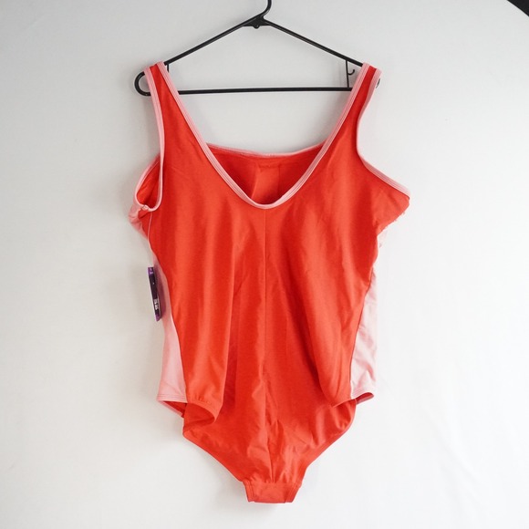 Lands End Womens One Piece Swimsuit Colorblock Coral Pink XX Large NWT - Picture 5 of 9
